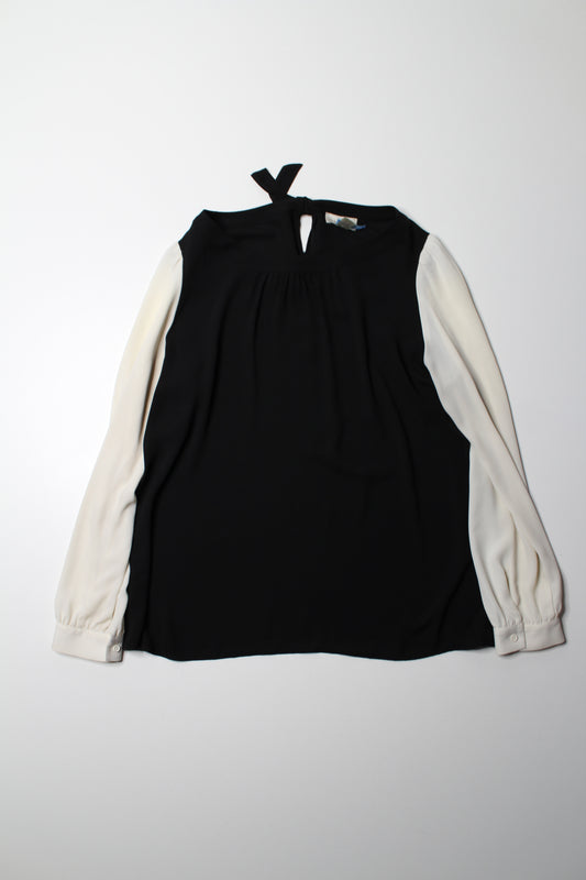 LOFT black / cream long sleeve blouse, size large