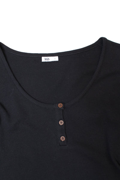 Tentree black waffle henley long sleeve, size small *new without tags (price reduced: was $40)