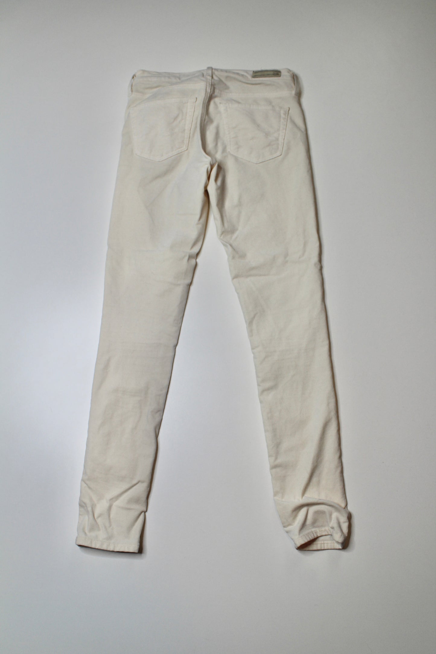 AG Jeans cream velvet the legging ankle super skinny pants, size 24 R (27") (additional 50% off)