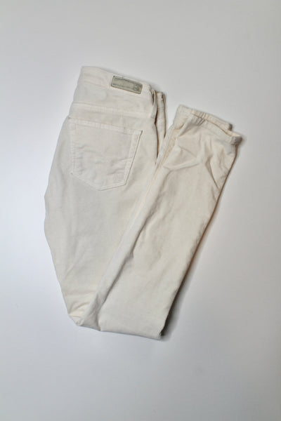 AG Jeans cream velvet the legging ankle super skinny pants, size 24 R (27") (price reduced: was $58)