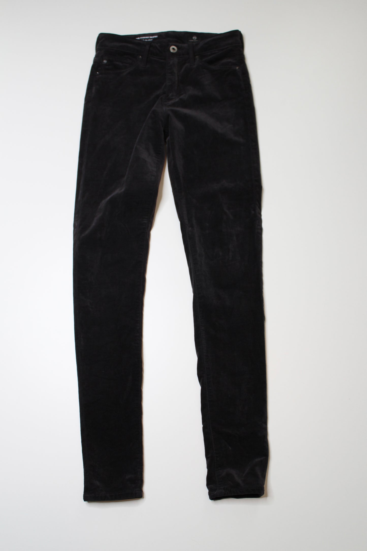 AG Jeans charcoal velvet Farrah high rise skinny pants, size 24 R (29")  (additional 30% off)