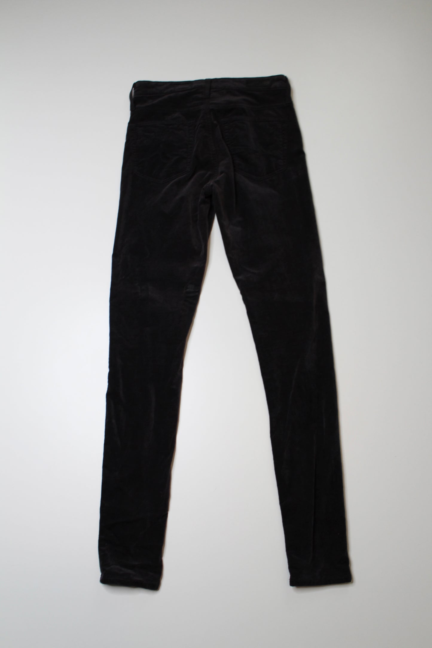 AG Jeans black velvet Farrah high rise skinny pants, size 24 R (29") (additional 30% off)