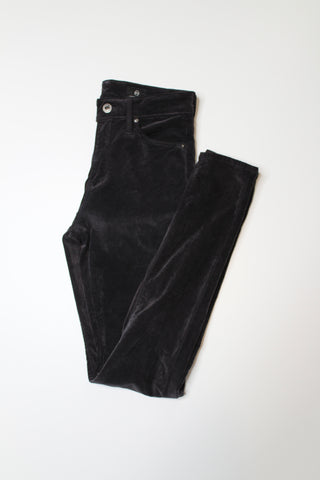 AG Jeans charcoal velvet Farrah high rise skinny pants, size 24 R (29")