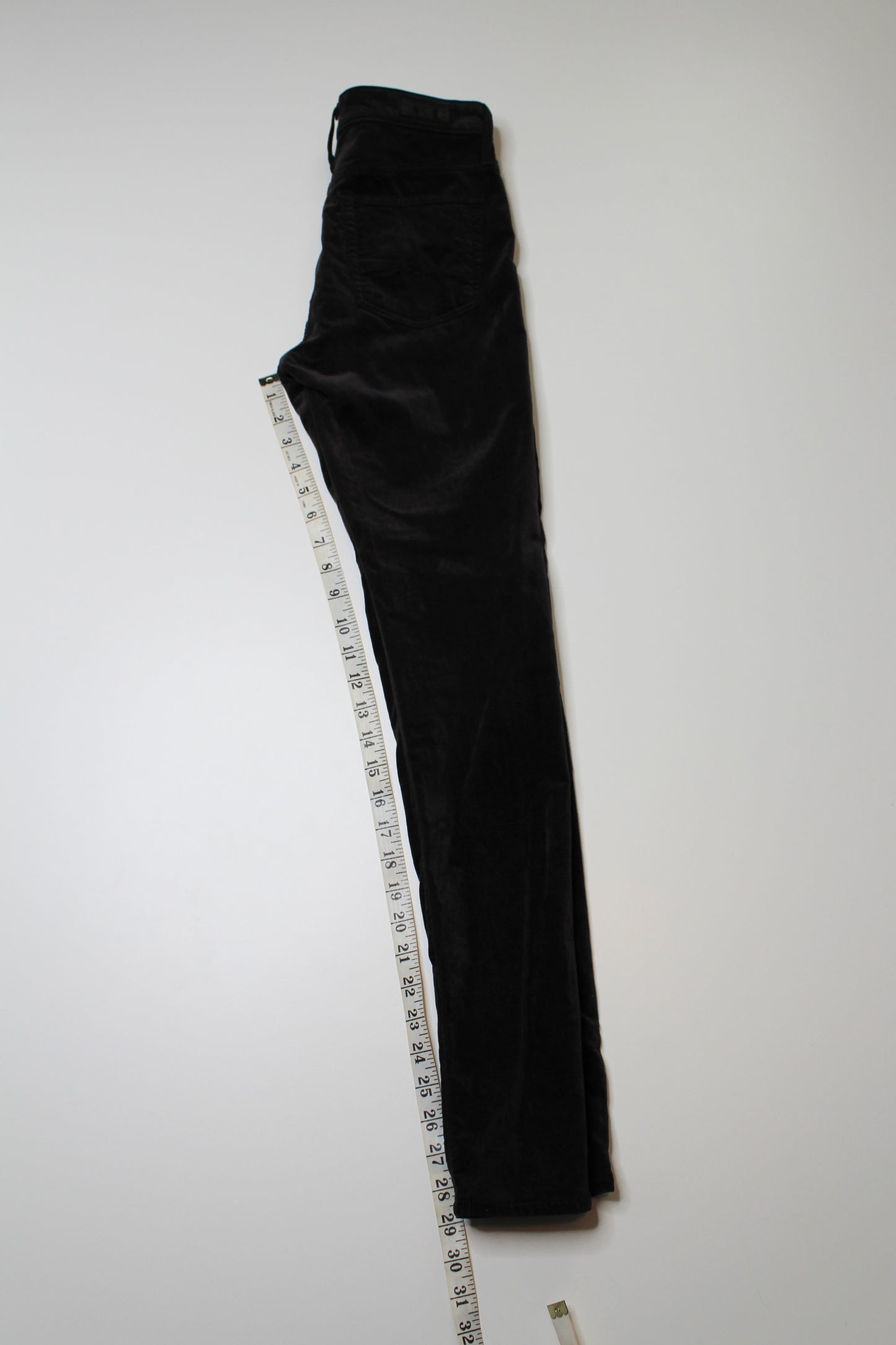 AG Jeans black velvet Farrah high rise skinny pants, size 24 R (29") (additional 30% off)