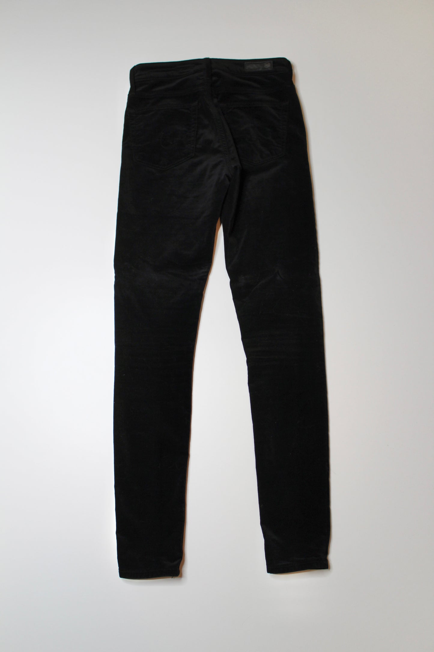 AG Jeans black velvet Farrah high rise skinny pants, size 24 R (29") (additional 30% off)