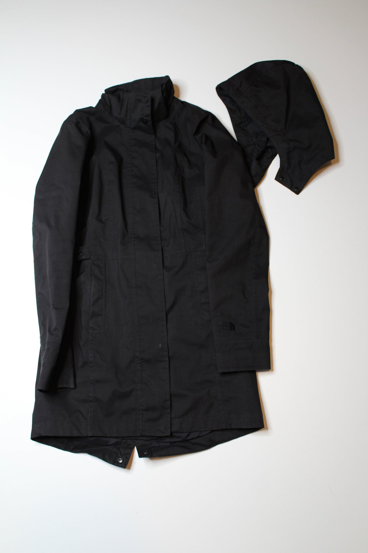 The North Face black trench coat rain jacket, size xs (additional 20% off)