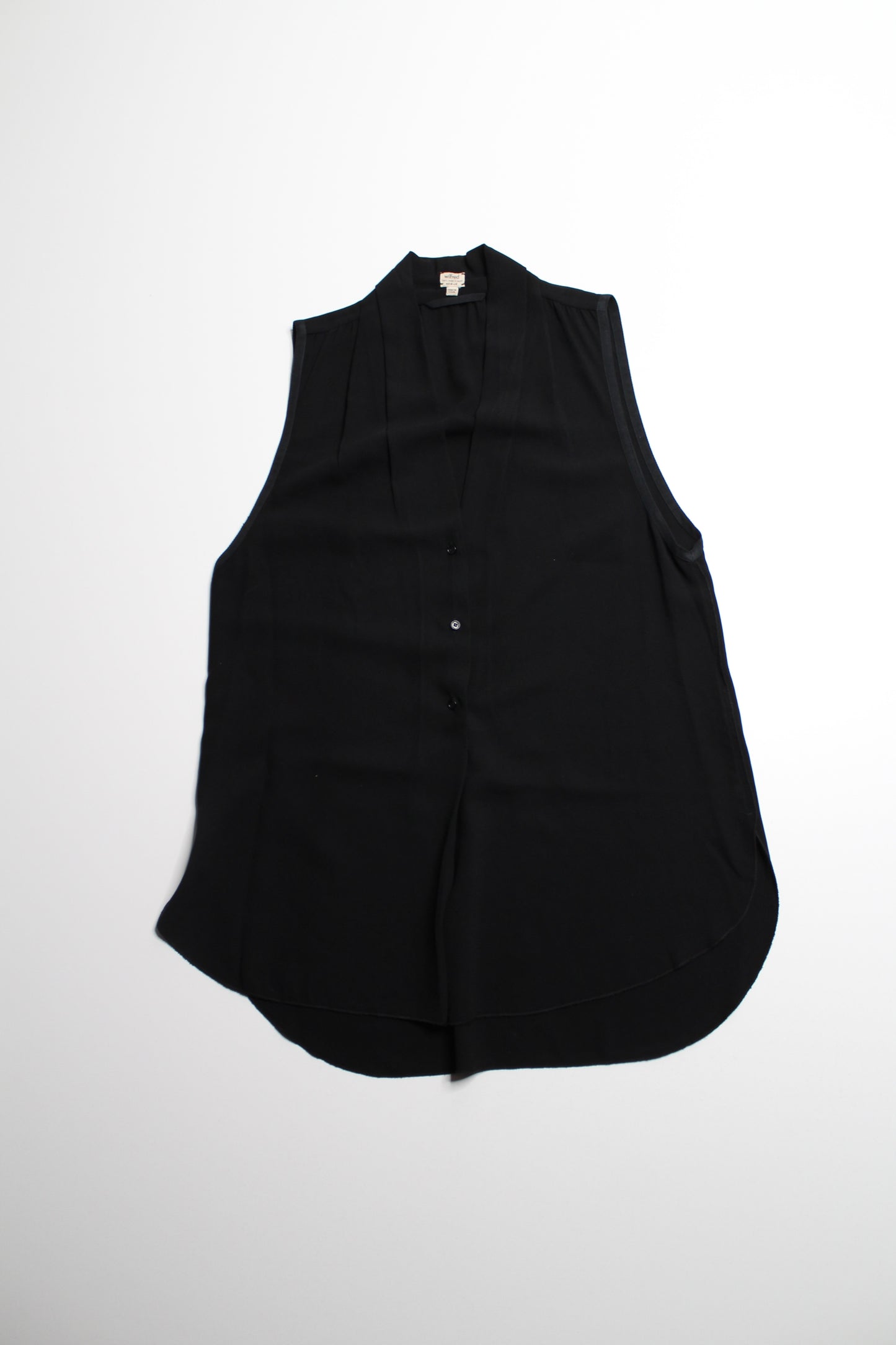 Aritzia black button front sleeveless blouse, size medium