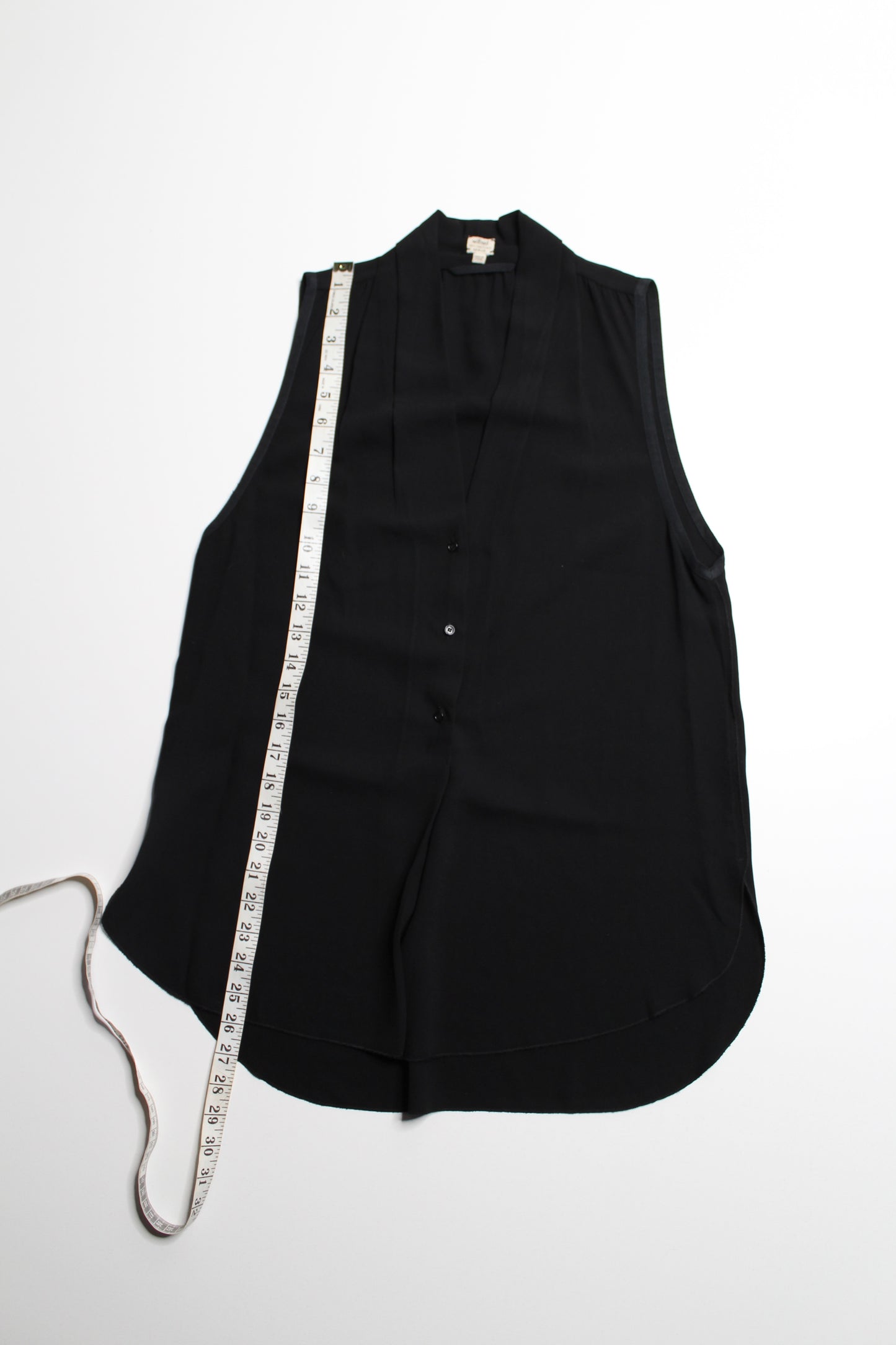 Aritzia black button front sleeveless blouse, size medium