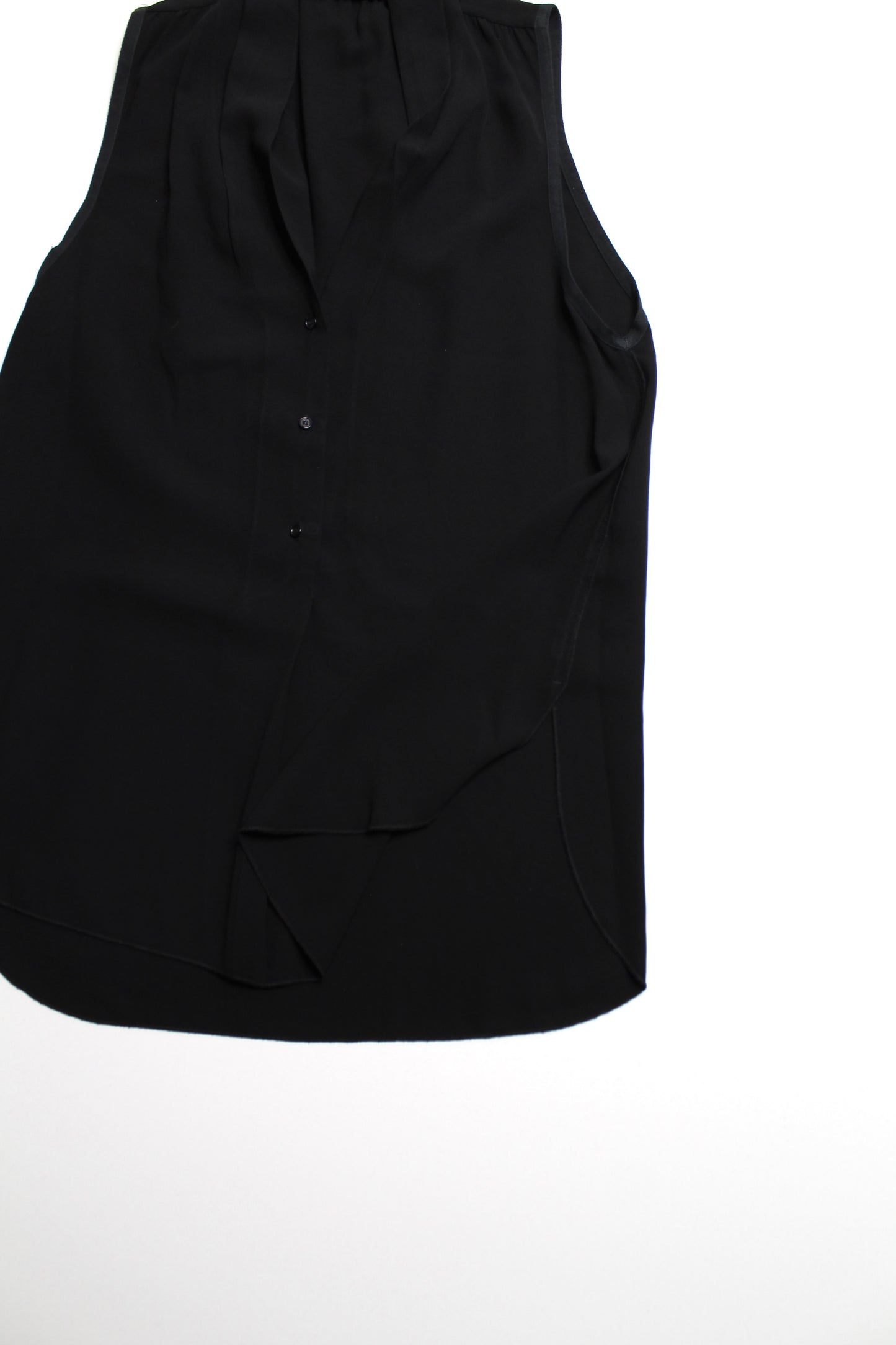 Aritzia black button front sleeveless blouse, size medium