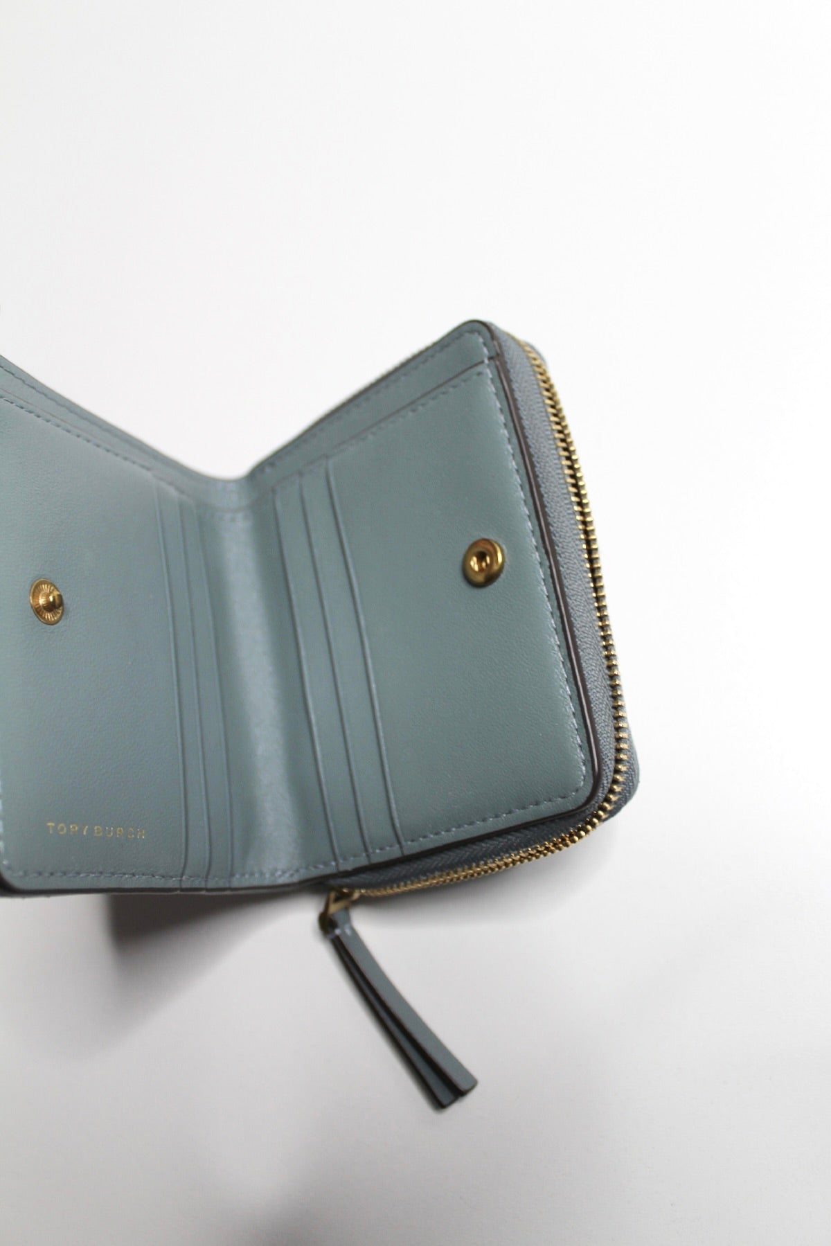 Tory Burch arctic blue ‘Kira’ chevron quilted leather bifold Wallet