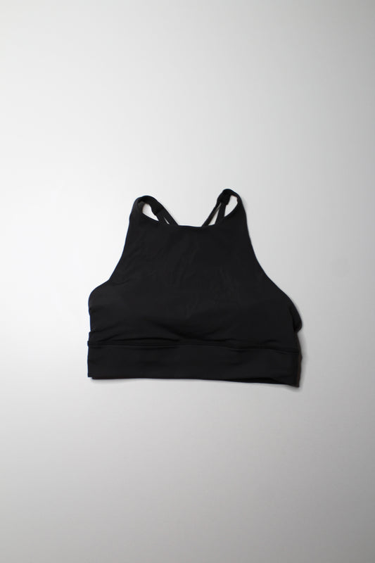 Lululemon black high neck long line 'energy' bra, size 10