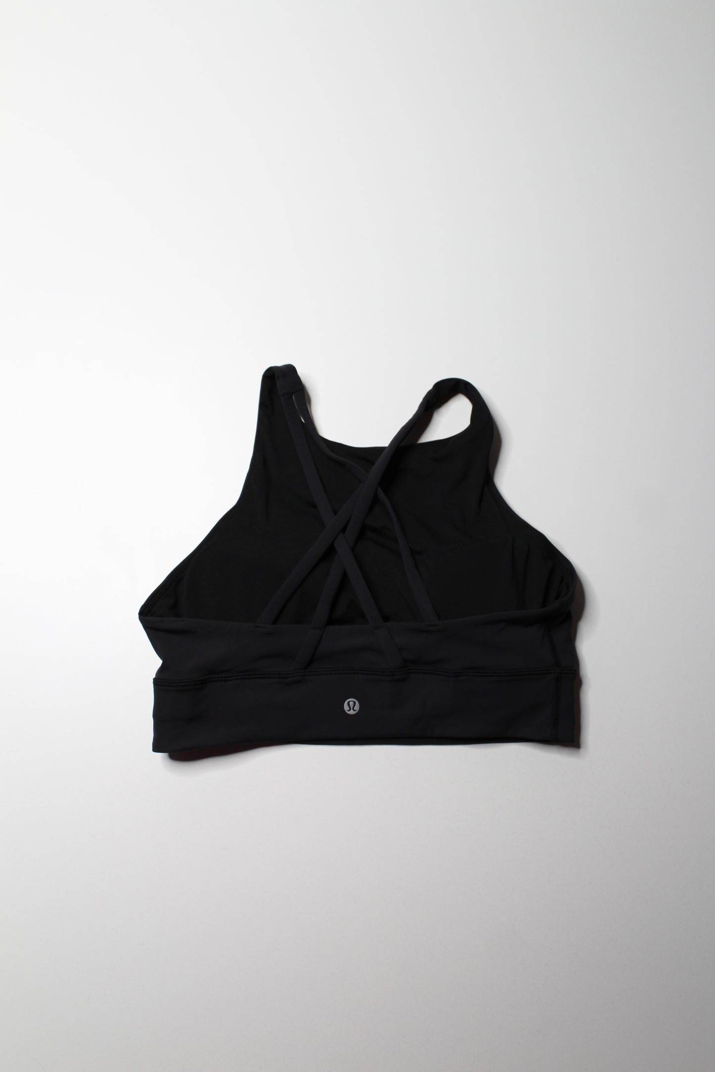 Lululemon black high neck long line 'energy' bra, size 10