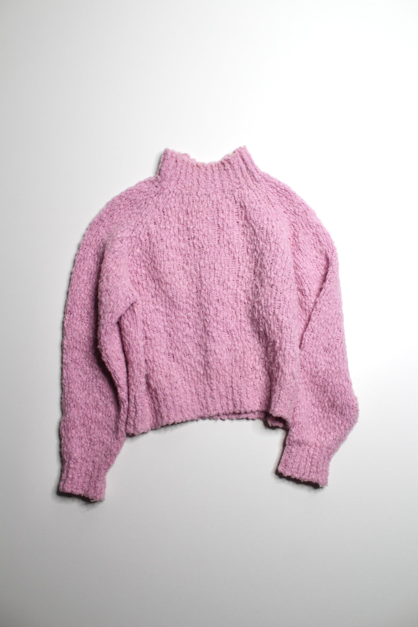 Anthropologie Maeve pink textured mock neck sweater, size small (relaxed fit)