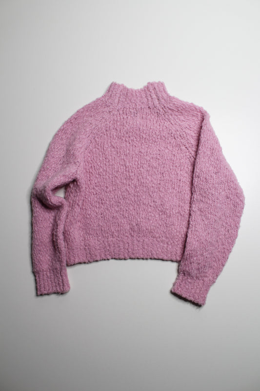Anthropologie Maeve pink textured mock neck sweater, size small (relaxed fit)