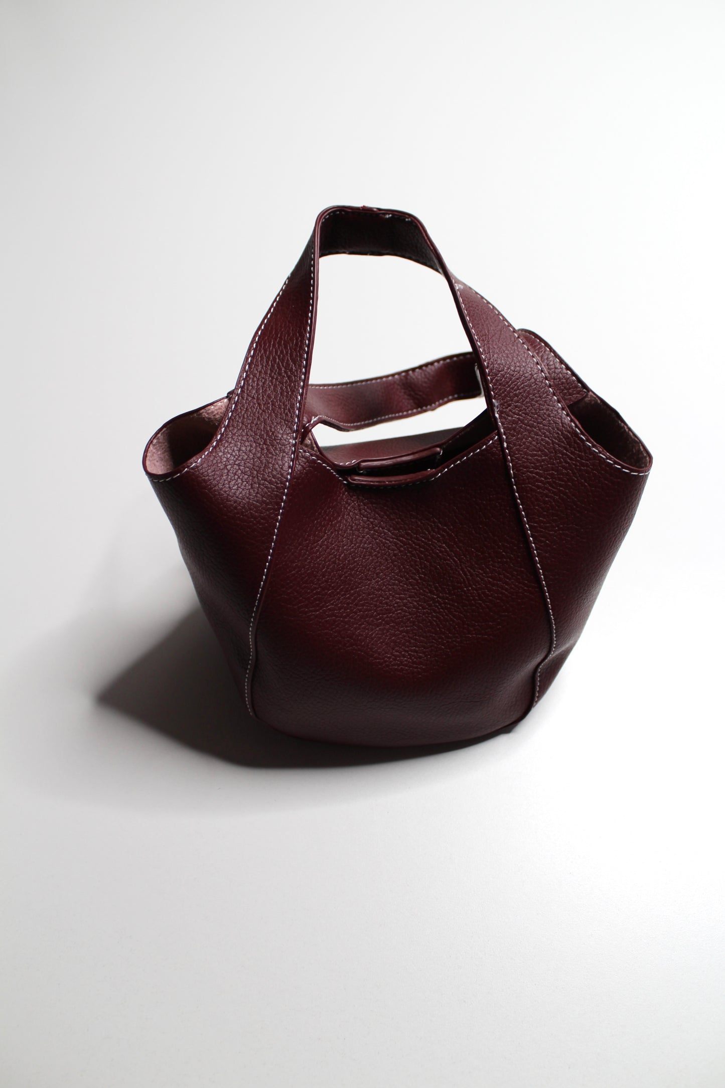 Anthropologie burgundy Sonia slouchy faux leather mini tote purse with matching zippered pouch