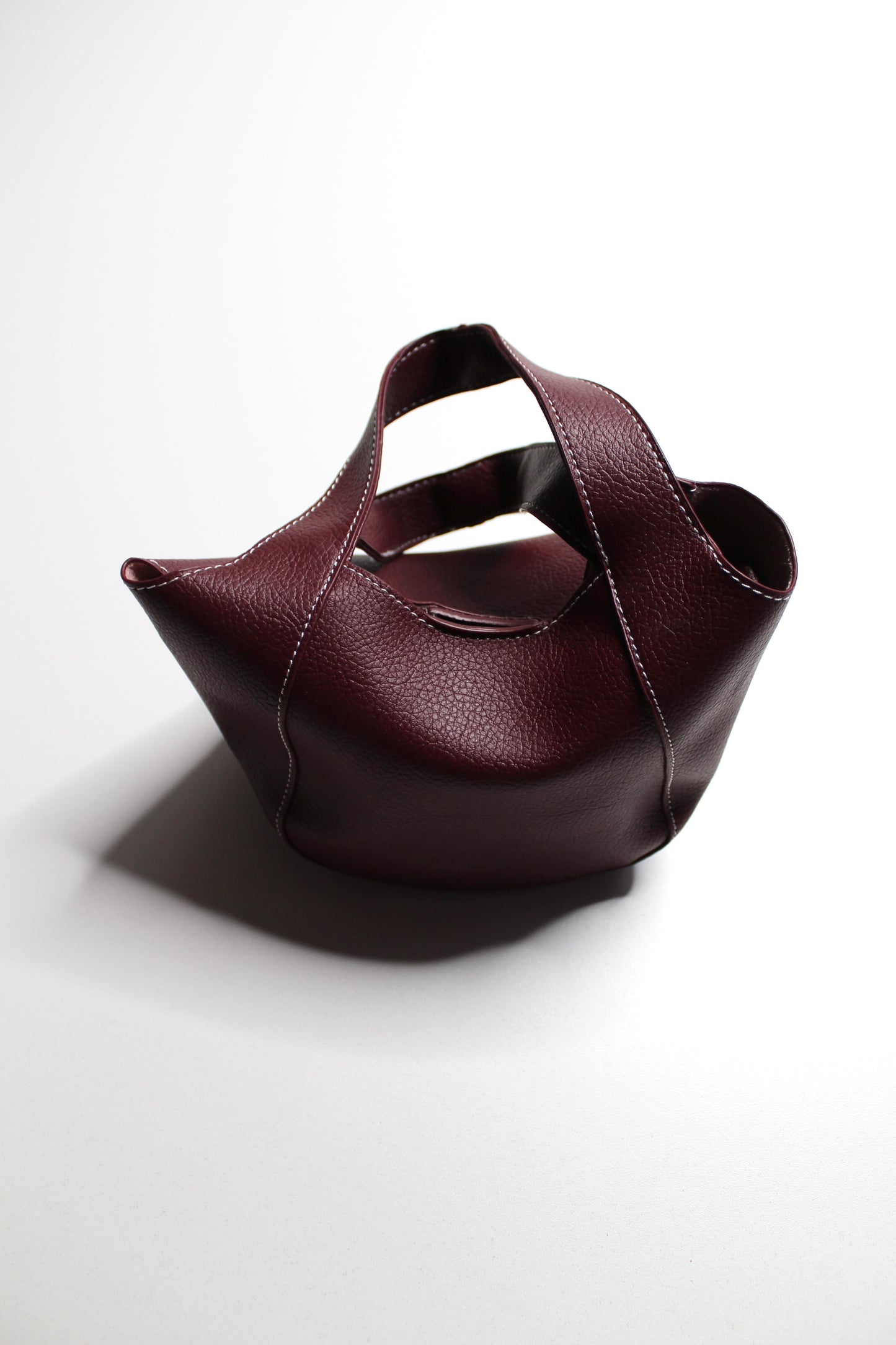 Anthropologie burgundy Sonia slouchy faux leather mini tote purse with matching zippered pouch