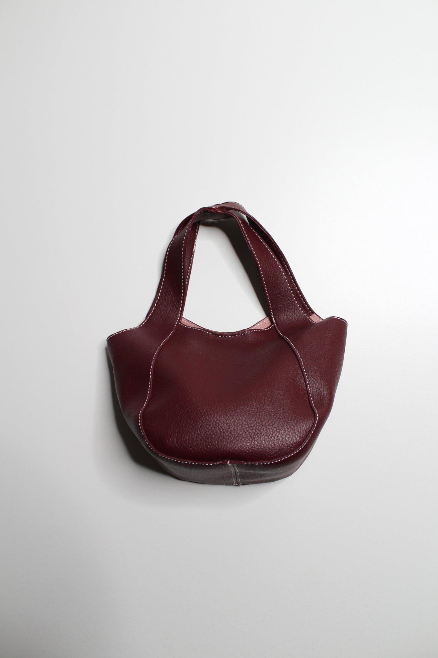 Anthropologie burgundy Sonia slouchy faux leather mini tote purse with matching zippered pouch