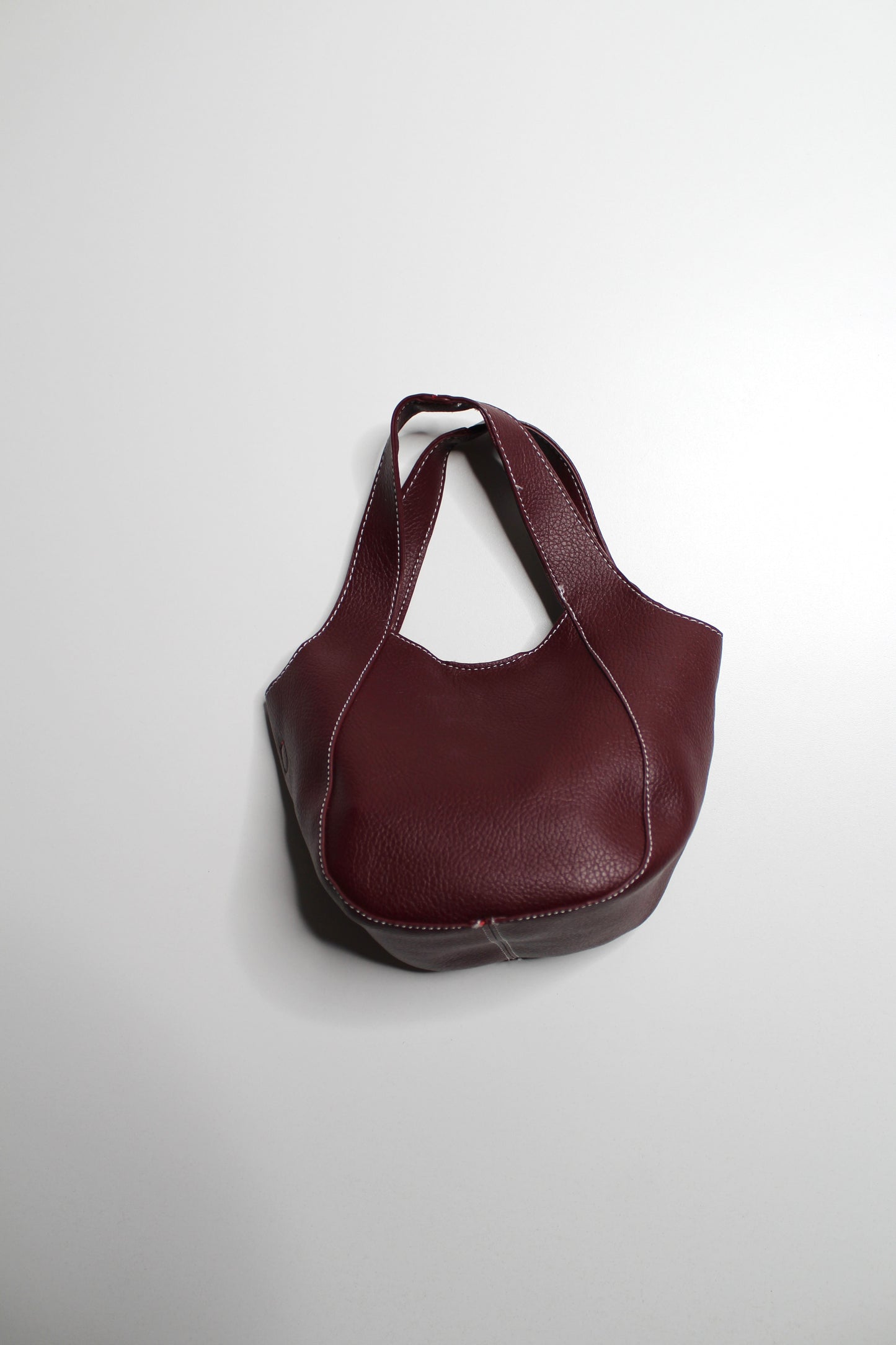 Anthropologie burgundy Sonia slouchy faux leather mini tote purse with matching zippered pouch