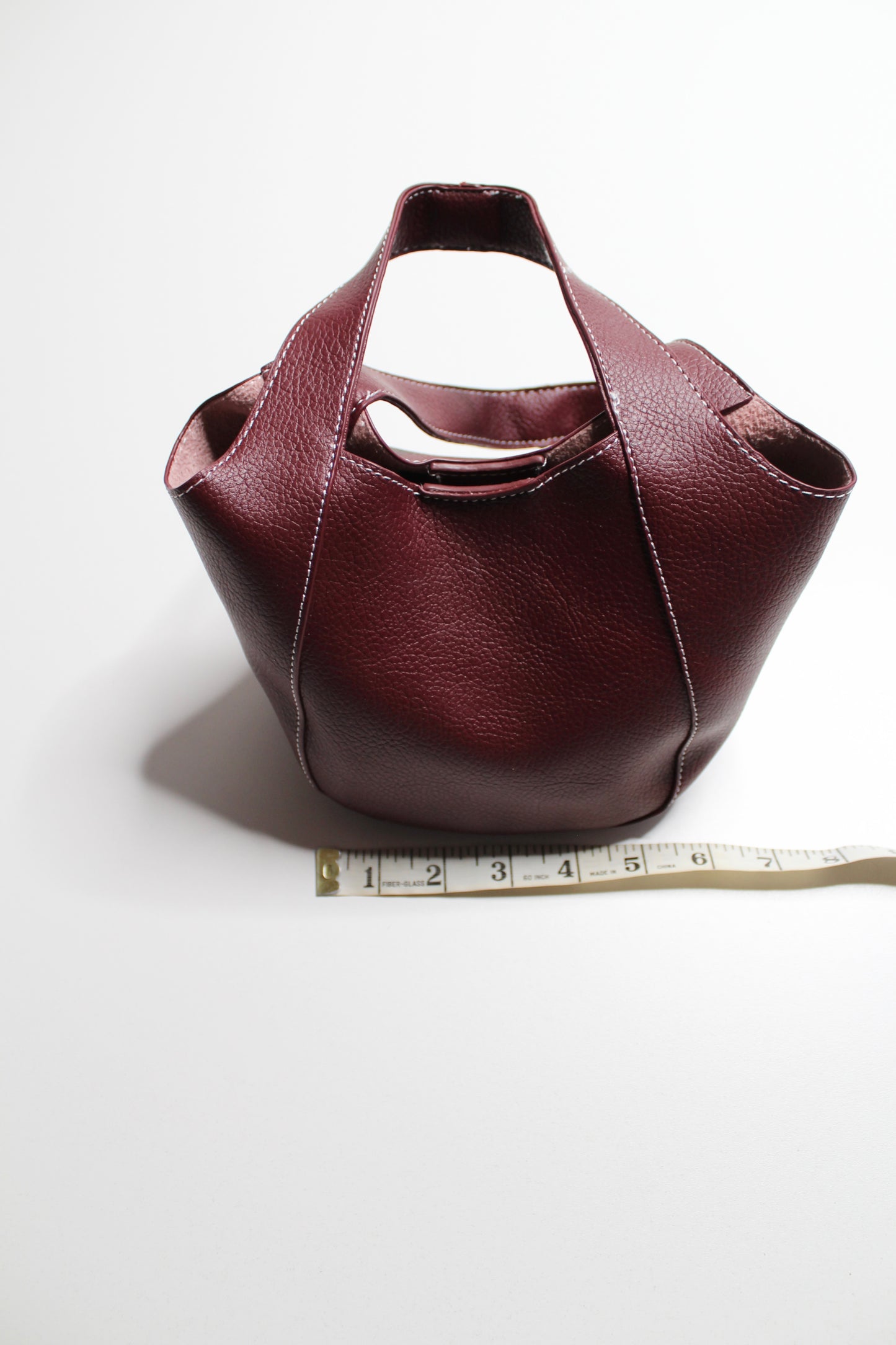Anthropologie burgundy Sonia slouchy faux leather mini tote purse with matching zippered pouch