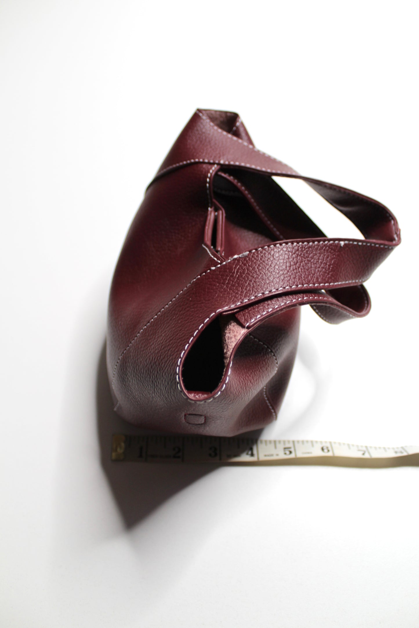 Anthropologie burgundy Sonia slouchy faux leather mini tote purse with matching zippered pouch