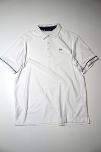 Mens Travis Mathew white golf short sleeve, size large (price reduced: was $25)