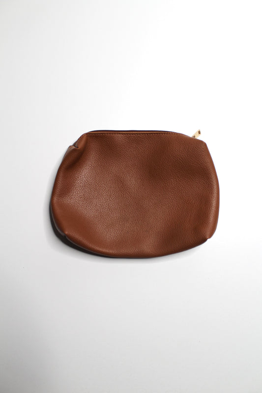 Anthropologie brown faux leather pebbled cosmetic bag