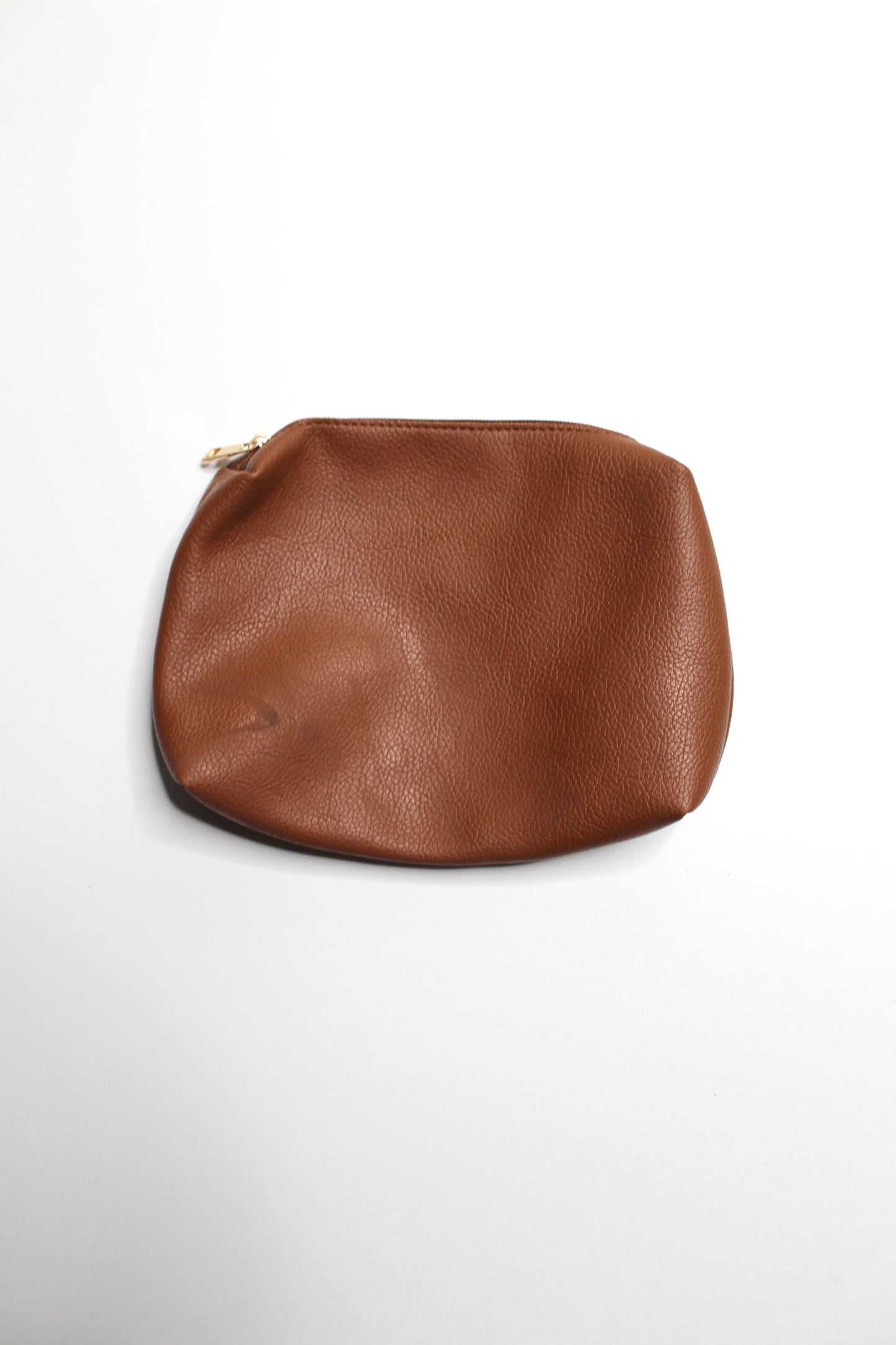 Anthropologie brown faux leather pebbled cosmetic bag