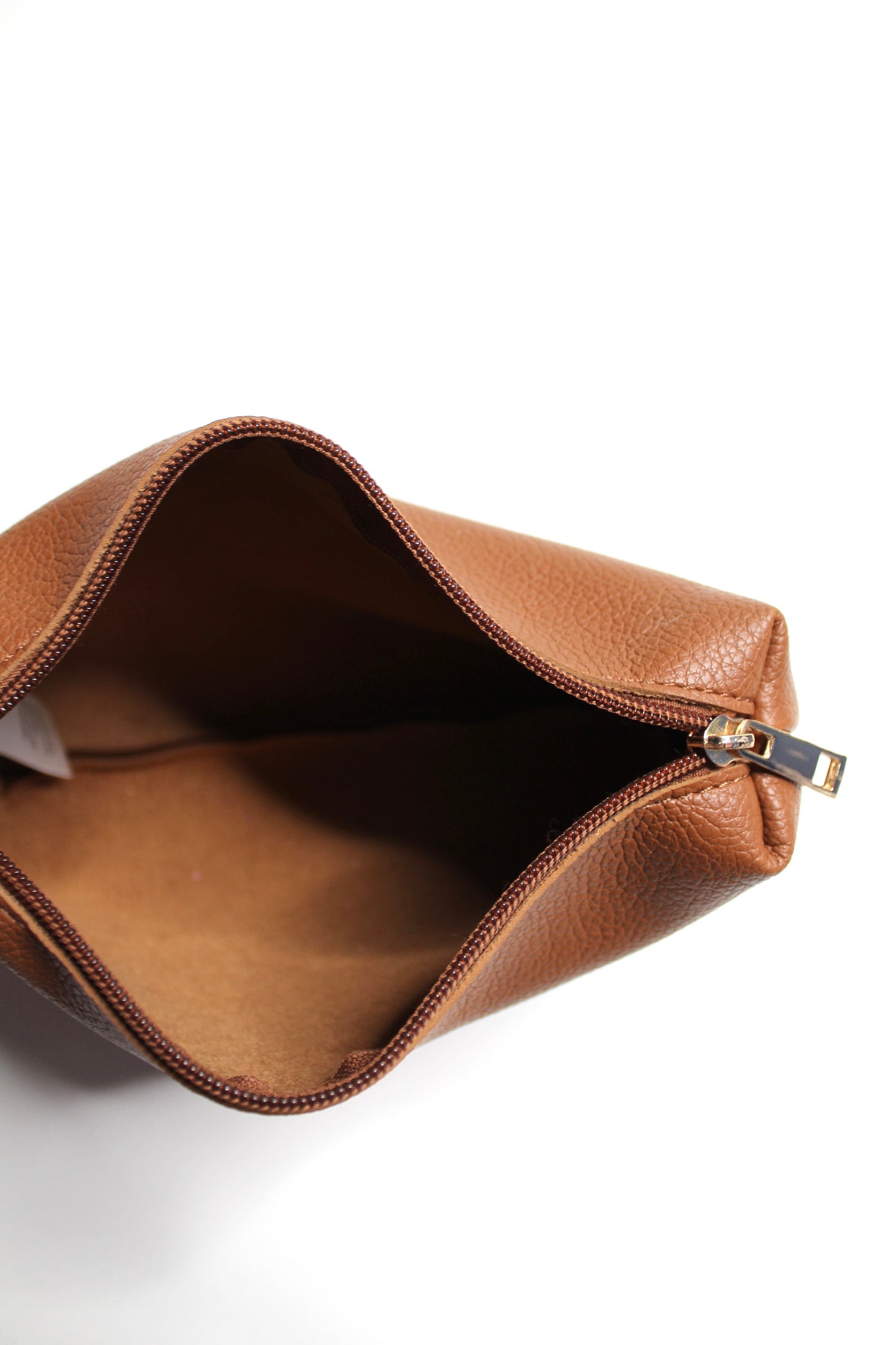 Anthropologie brown faux leather pebbled cosmetic bag