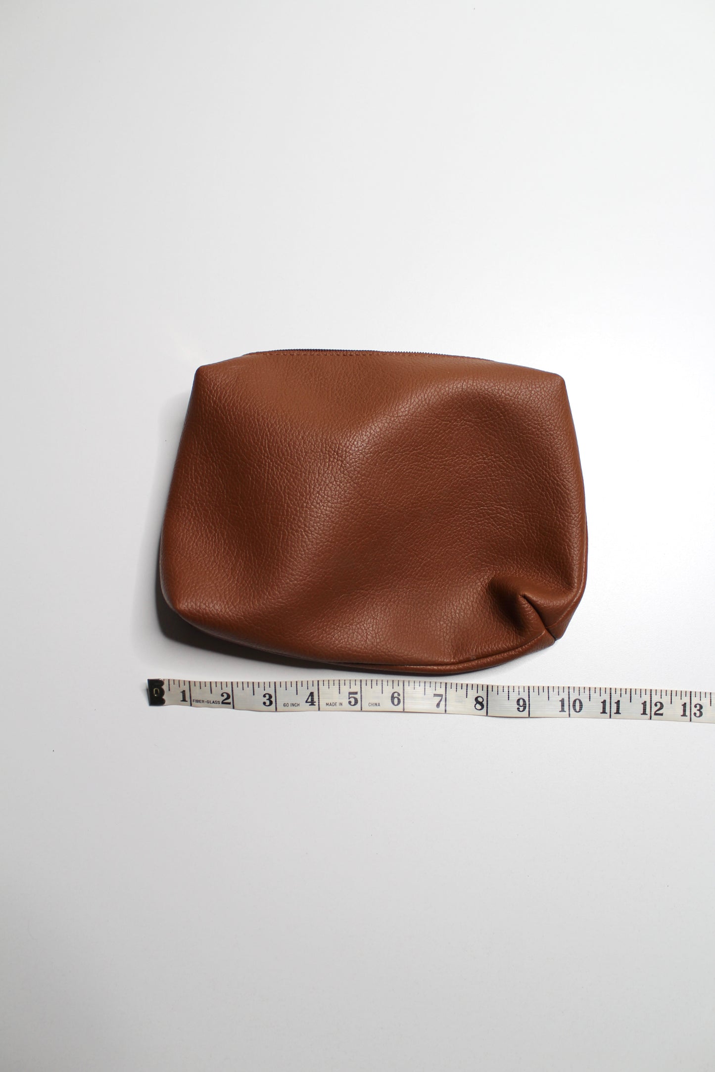 Anthropologie brown faux leather pebbled cosmetic bag