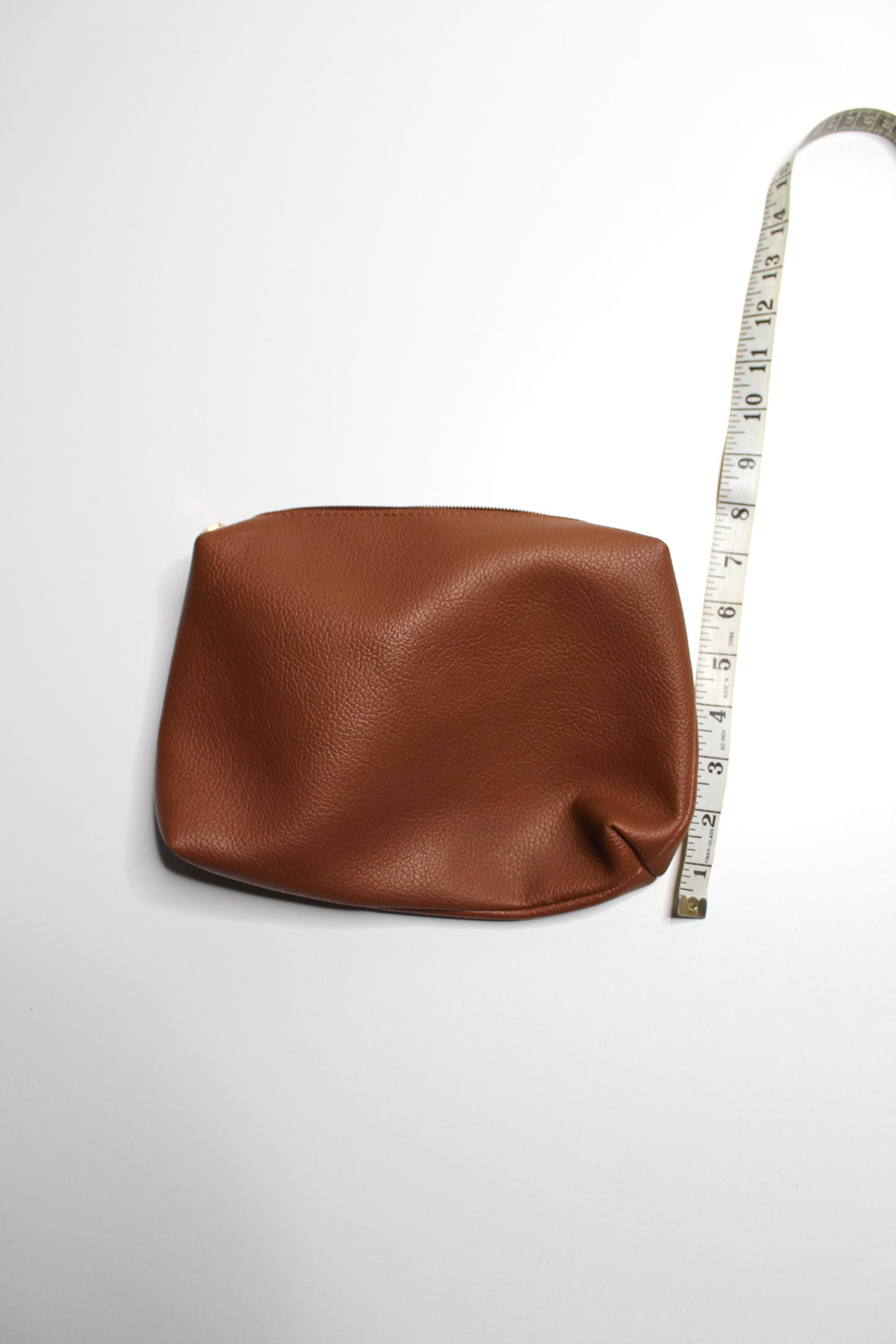 Anthropologie brown faux leather pebbled cosmetic bag