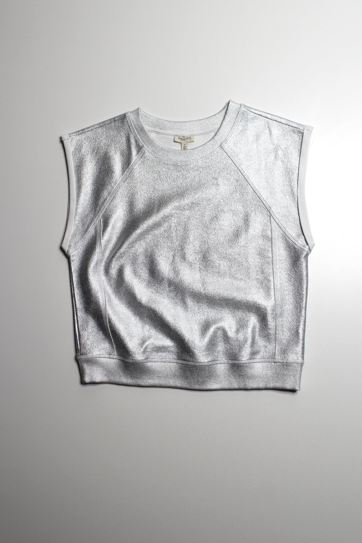 Anthropologie Pilcro silver muscle knit sleeveless top, size small