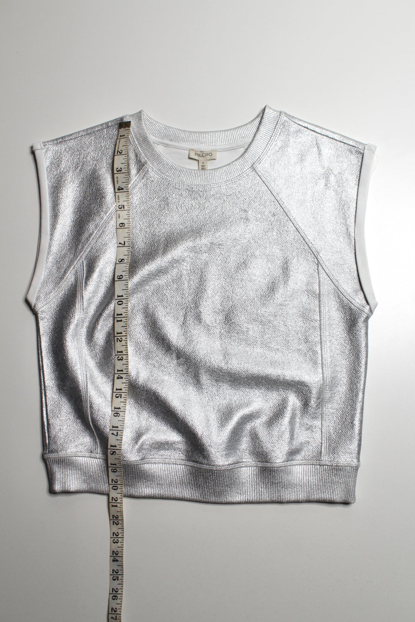 Anthropologie Pilcro silver muscle knit sleeveless top, size small
