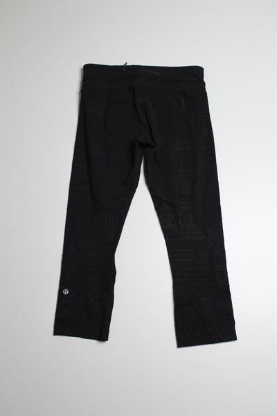 Lululemon classic manifesto embossed black run inspire crop, size 6 (21.5”) (price reduced: was $30)