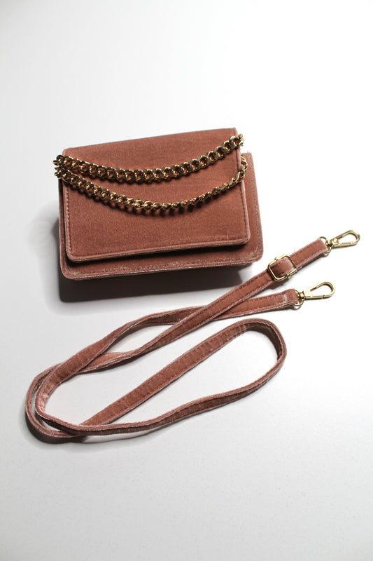 Anthropologie dusty rose velvet crossbody purse (detachable strap)