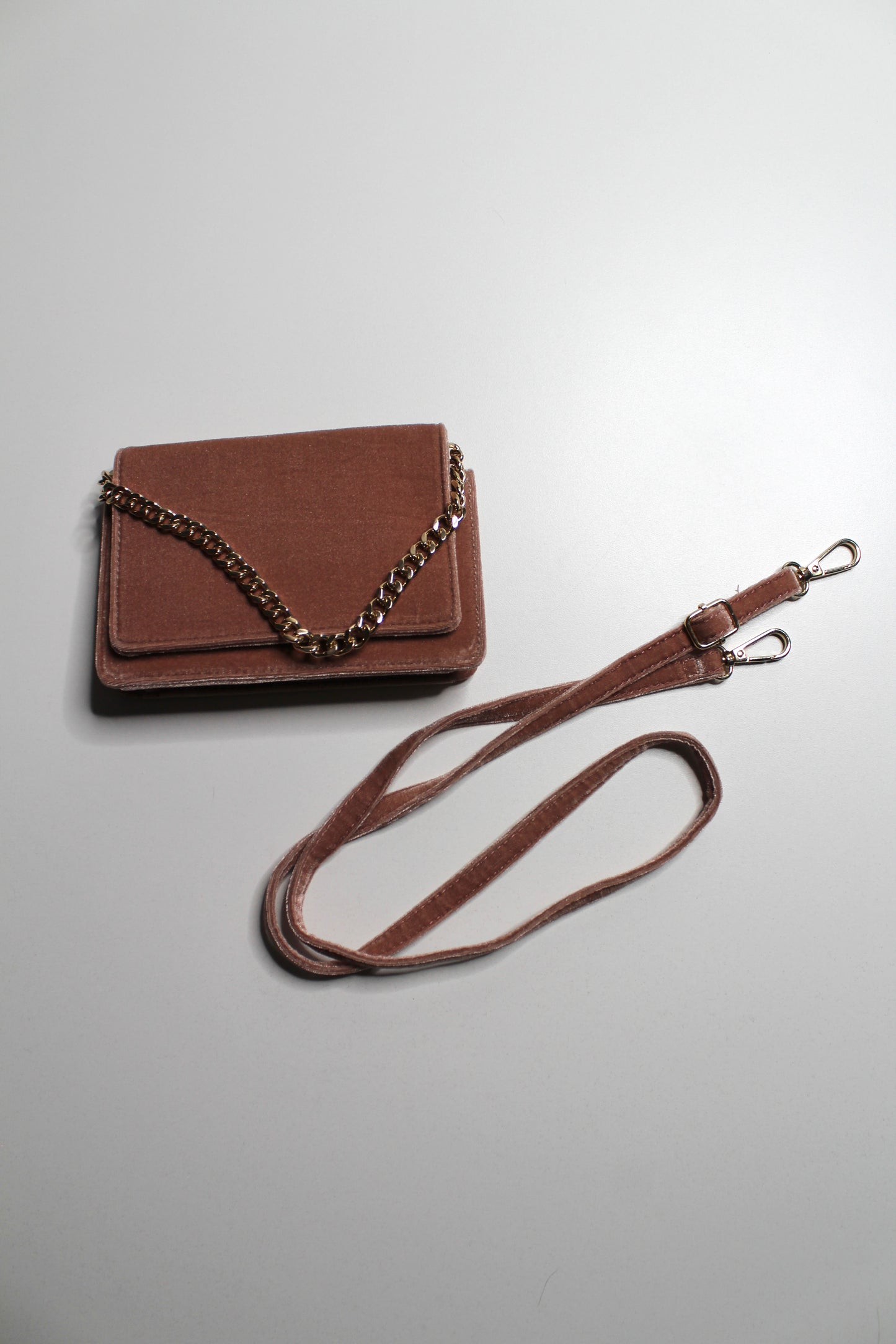 Anthropologie dusty rose velvet crossbody purse (detachable strap)