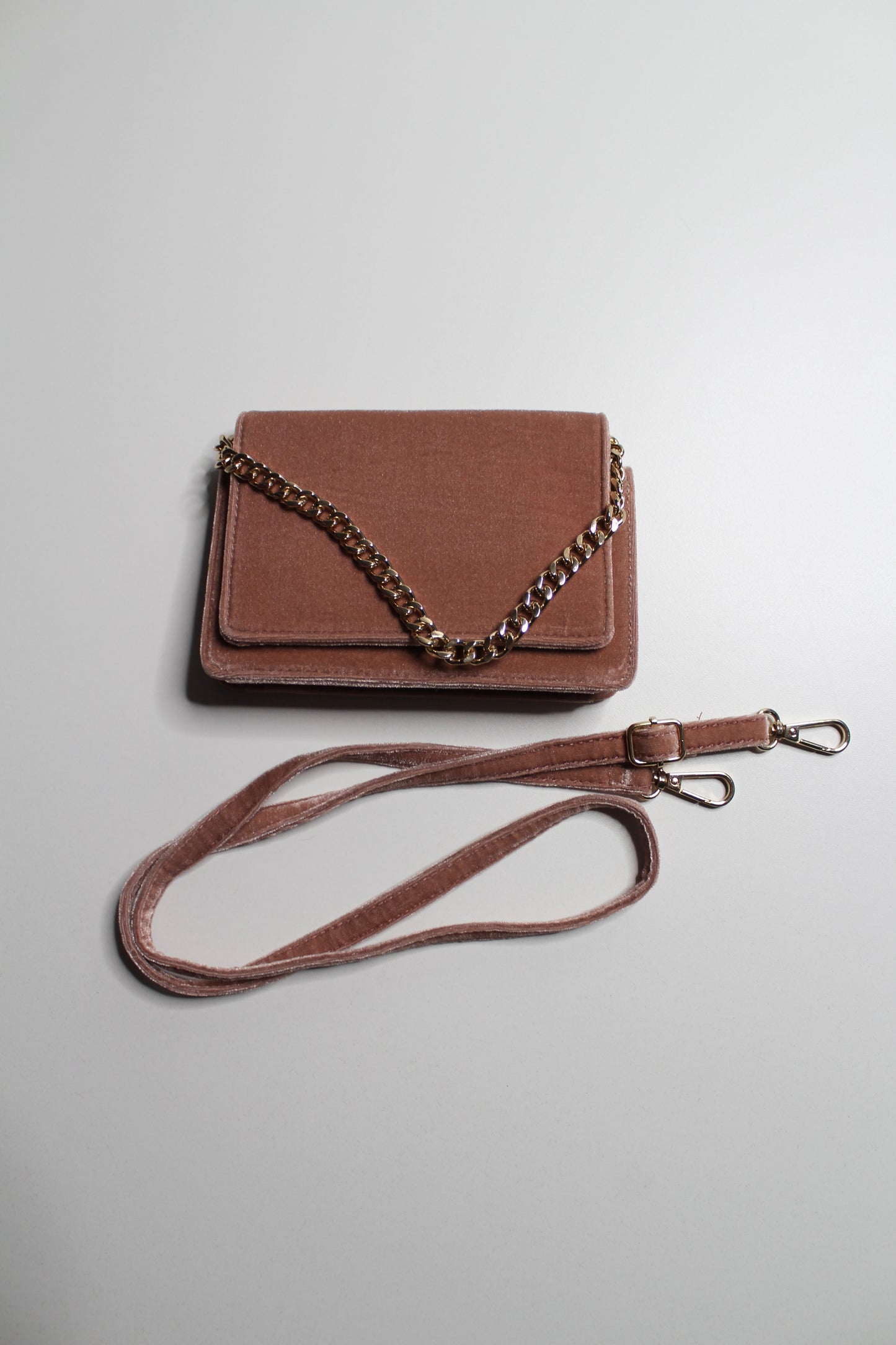 Anthropologie dusty rose velvet crossbody purse (detachable strap)