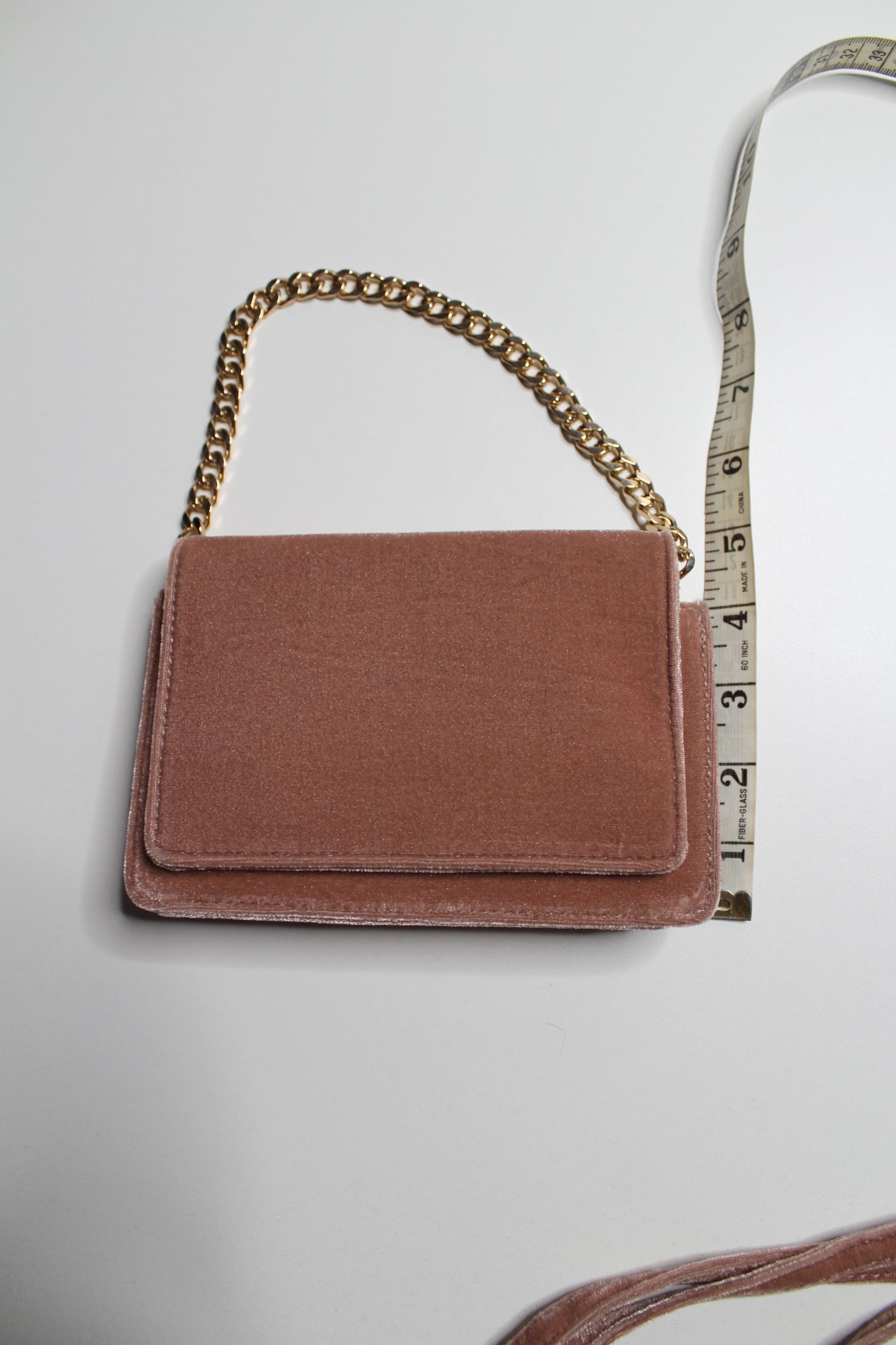 Anthropologie dusty rose velvet crossbody purse (detachable strap)