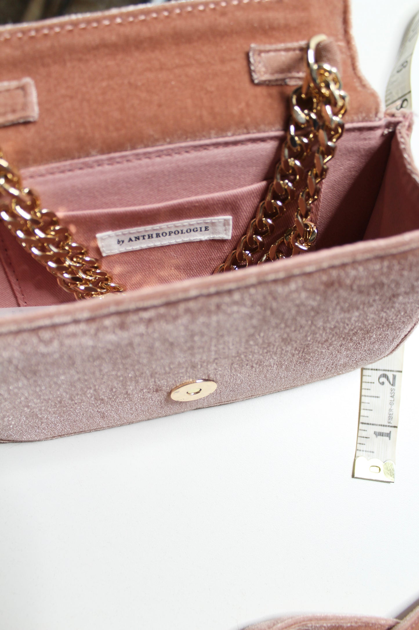 Anthropologie dusty rose velvet crossbody purse (detachable strap)