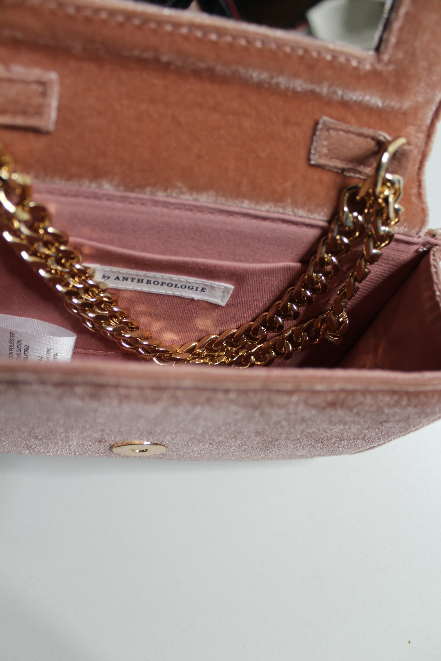 Anthropologie dusty rose velvet crossbody purse (detachable strap)