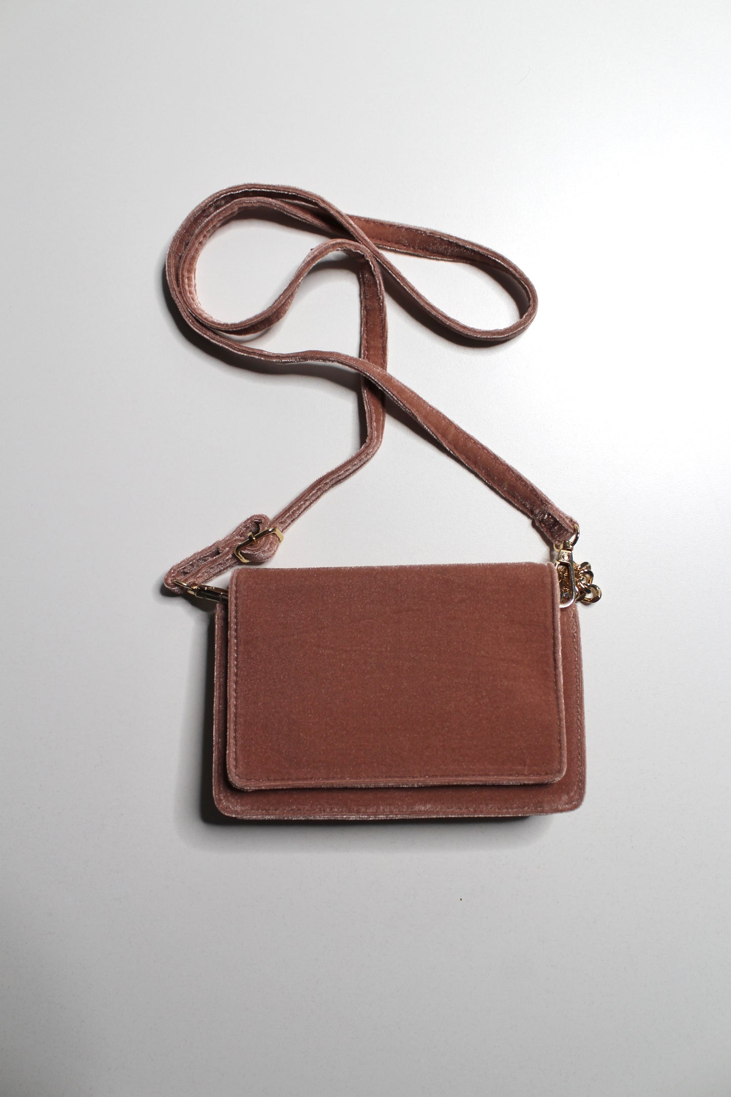 Anthropologie dusty rose velvet crossbody purse (detachable strap)