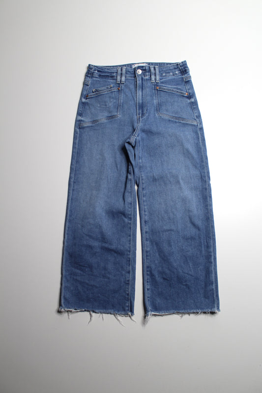 Paige sunnie distressed ‘anessa’ high-rise wide leg jeans, size 26 (24”) *petite