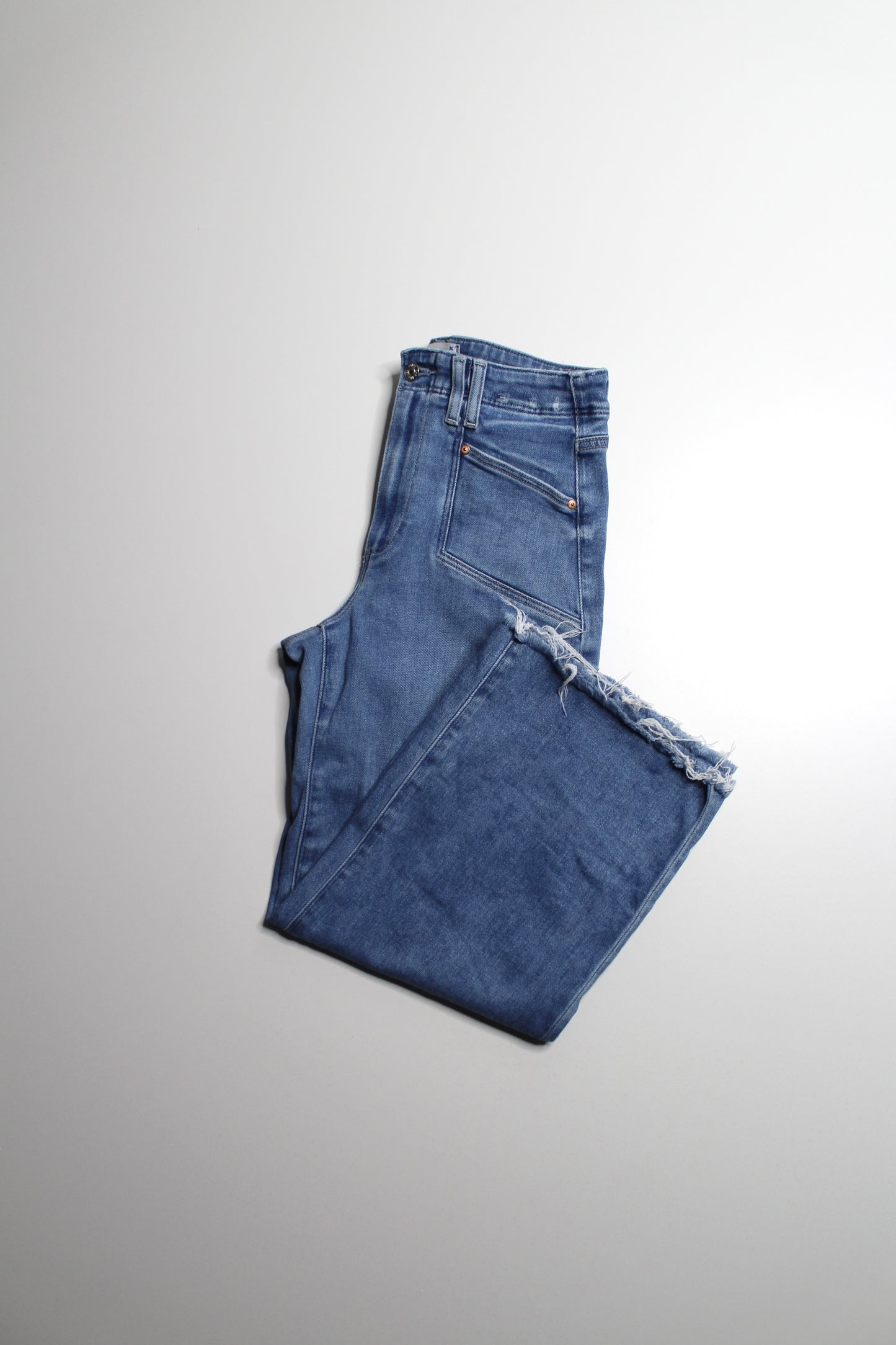Paige sunnie distressed ‘anessa’ high-rise wide leg jeans, size 26 (24”) *petite