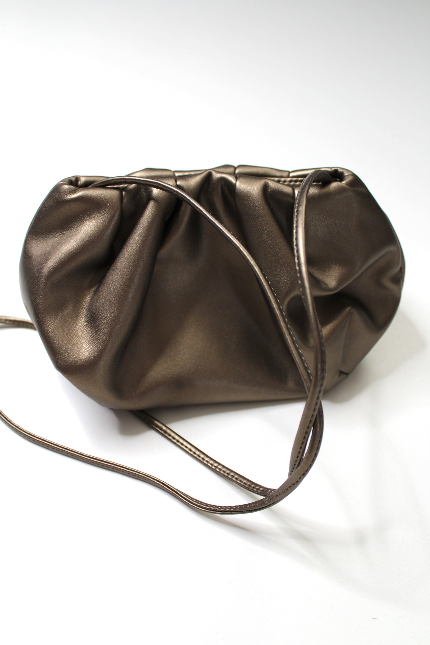 Oak + Fort dark bronze small scrunch top clutch purse