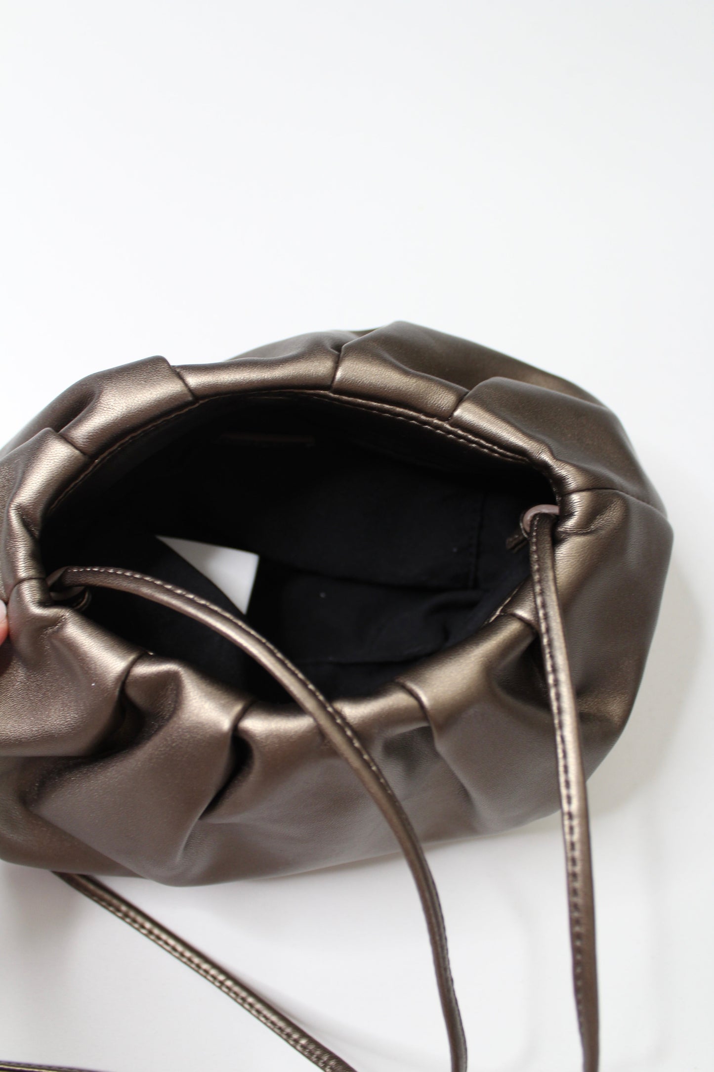 Oak + Fort dark bronze small scrunch top clutch purse