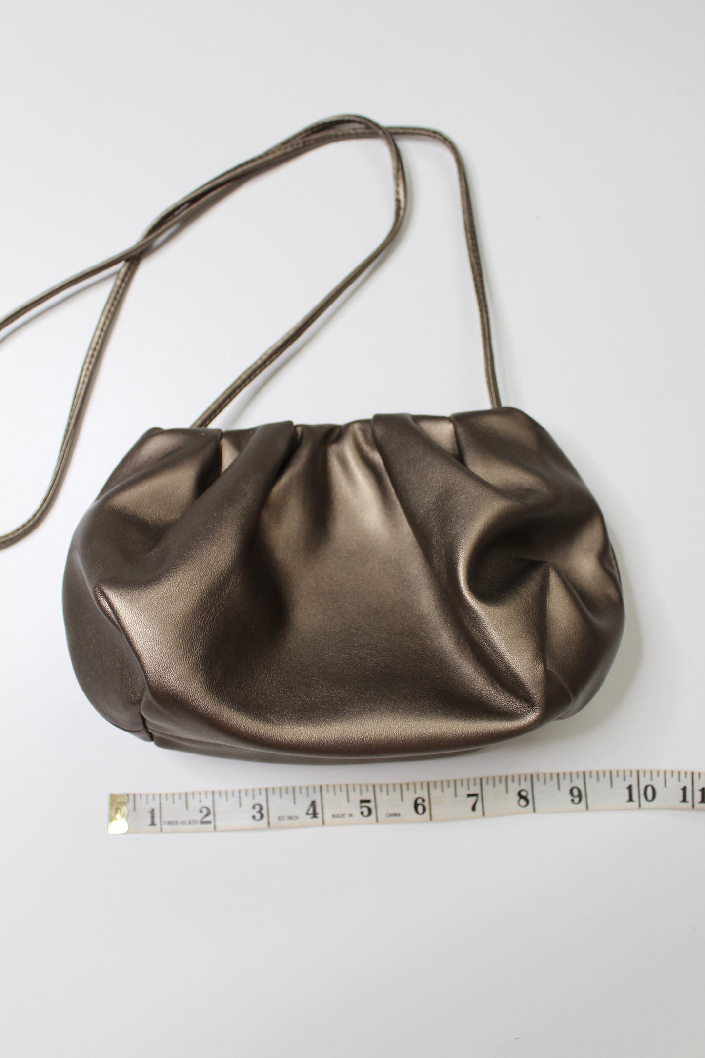 Oak + Fort dark bronze small scrunch top clutch purse