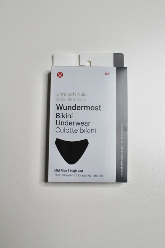 Lululemon black wundermost nulu mid-rise bikini underwear, size small (4/6) *new in box (2024 release)