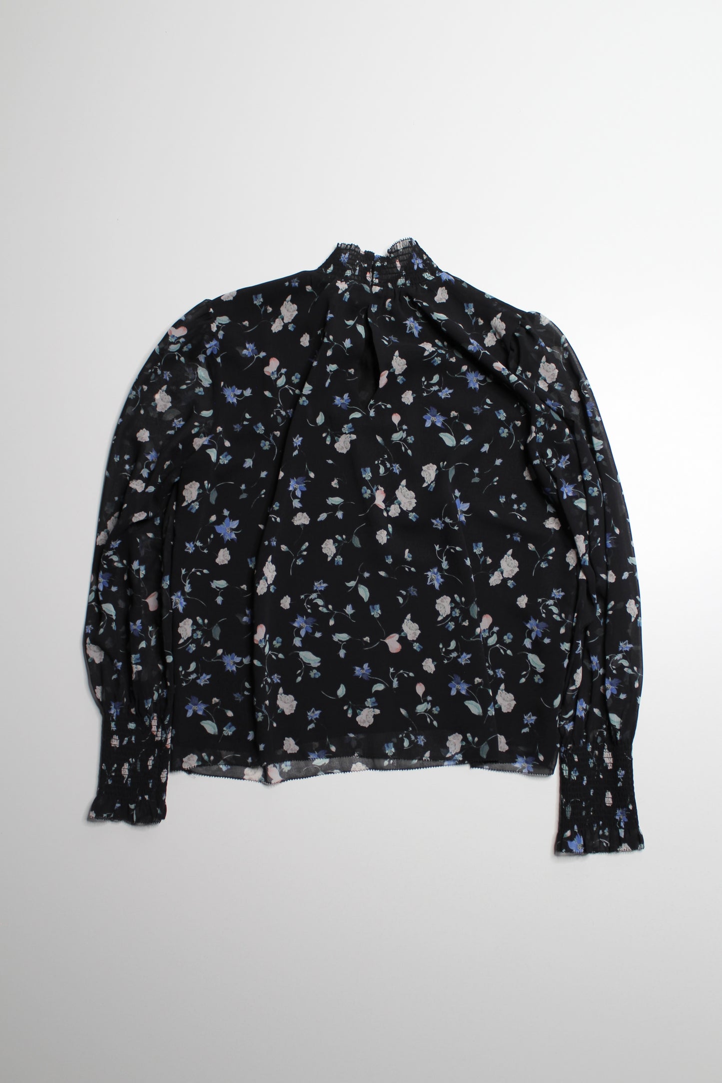 Aritzia Wilfred black floral 'valencia' pullover semi sheer blouse, size xsmall (relaxed flowy fit) (sale: was $48)