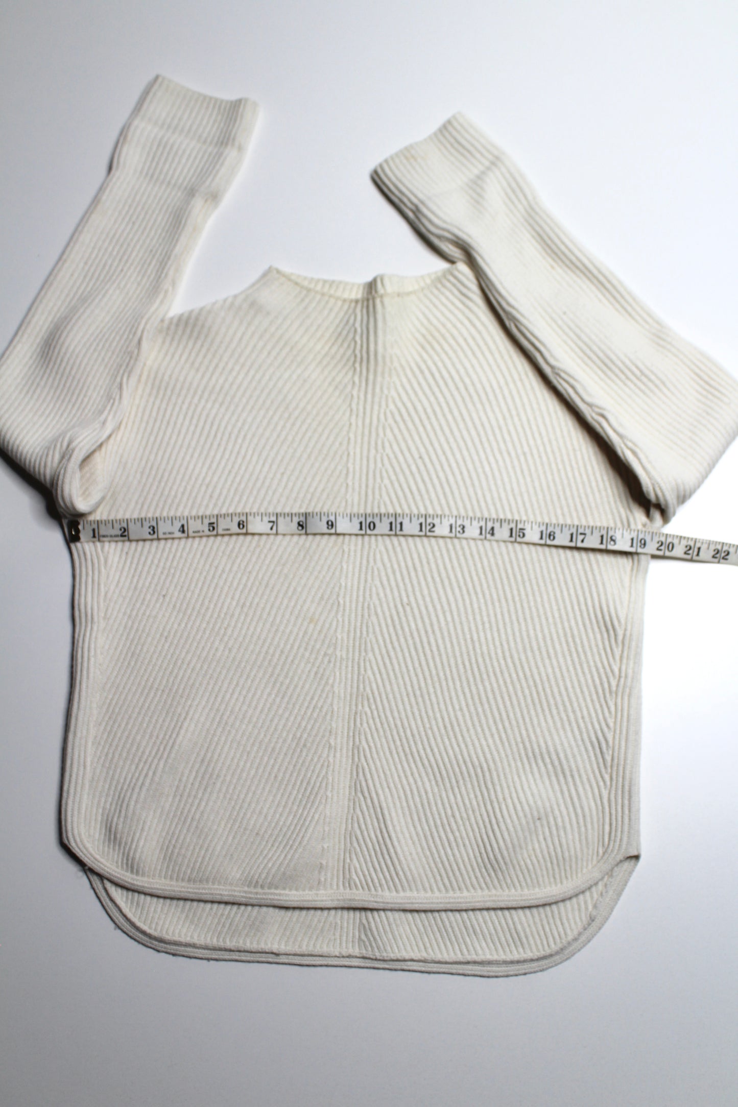 Aritzia Babaton cream ribbed knit sweater, size small