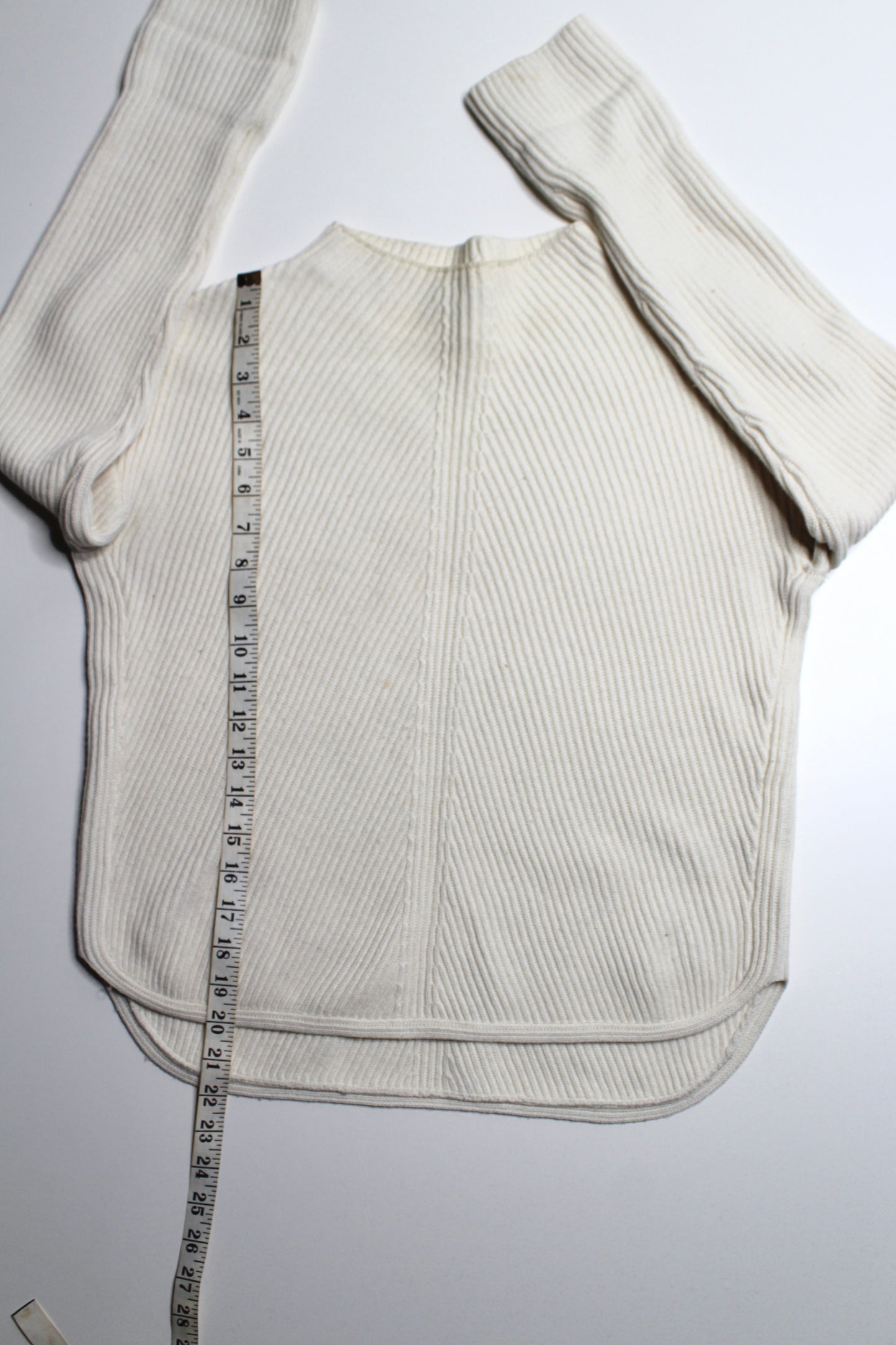 Aritzia Babaton cream ribbed knit sweater, size small