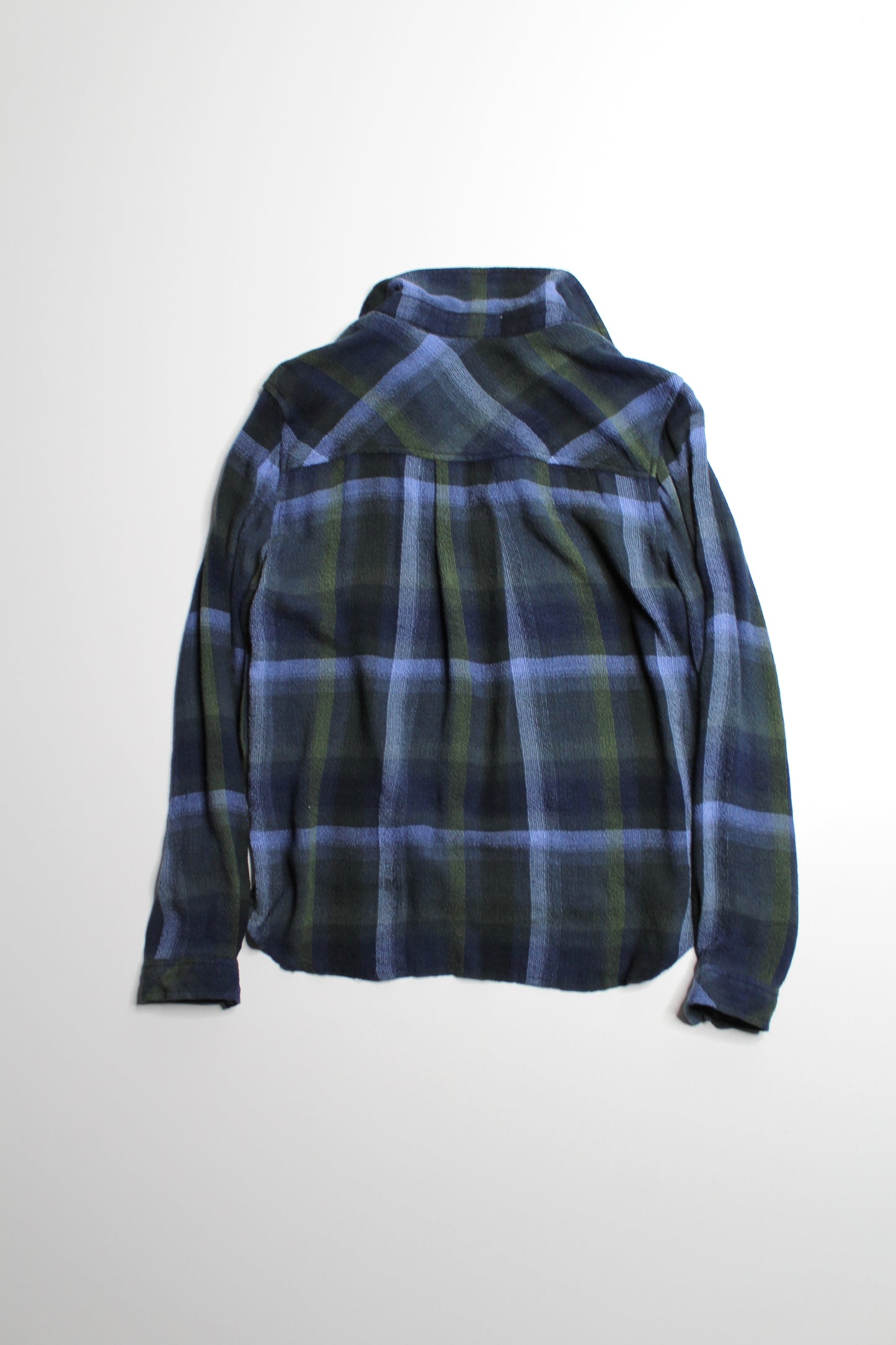 Anthropologie Cloth & Stone blue plaid button down long sleeve, size small (relaxed fit)